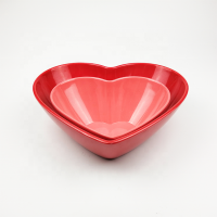 Cute Design 7 inch Custom Color Heart Shaped Plastic Soup Melamine Salad Bowl