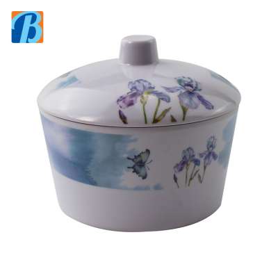 Eco-Friendly custom size unbreakable round melamine food pots with lids