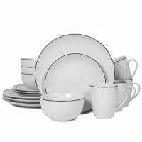 China new collection hot sell simple line printing Customized Porcelain dinner set ceramic tableware